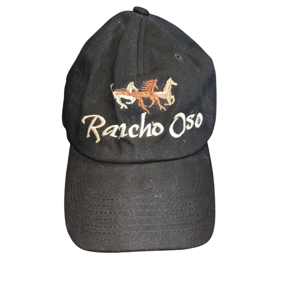 Vintage Rancho Oso Santa Barbara Black‎ Embroidered Horse Hat Cap Adjustable